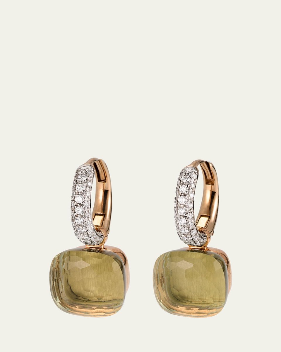 Nudo Prasiolite Drop Earrings with Diamonds